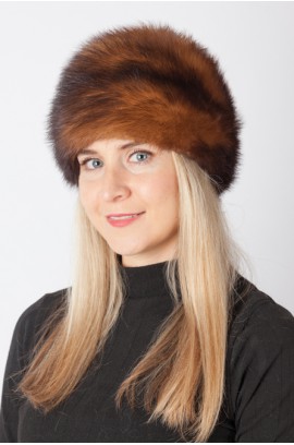 Dark brown polecat fur hat